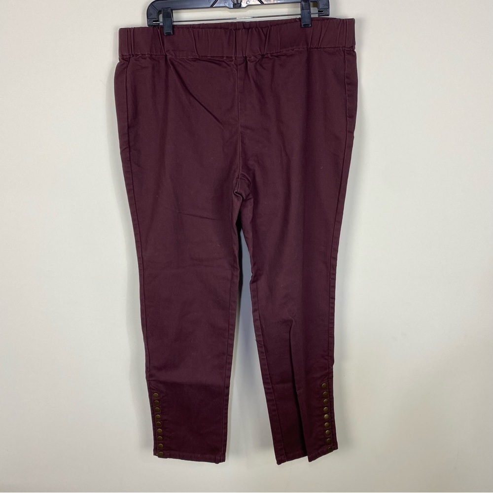 Soft surroundings pull on maroon button detail pants